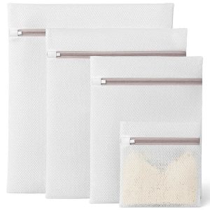 Durable Fine Mesh Washing Bags Pack For Delicate Clothing Travel Storage Organizer Net Pouch Zipper Closure White