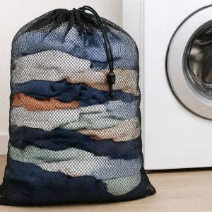 Large Heavy Duty Mesh Laundry Bag With Drawstring Locking Clasp For College Dorm Apartment In Unit Washing Machine