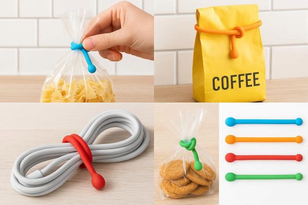 Silicone Magnetic Twist Ties Reusable Bag Sealing Clips Flexible Cable Cord Organizer Straps For Kitchen Home Office