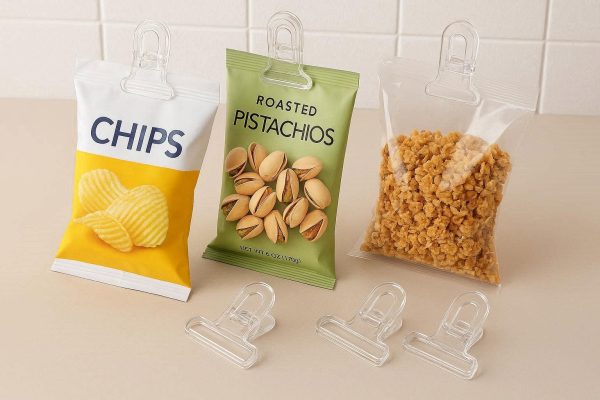 Transparent Acrylic Acrylic Paper Clips Food Sealing Clamps Aesthetic Kitchen Snack Bag Holder Minimalist Desk Organizers