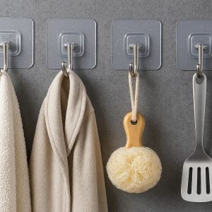 Heavy Duty Adhesive Hooks Waterproof Wall Hooks For Hanging Towels Robes Coats Loofahs Utensils Kitchen Bathroom
