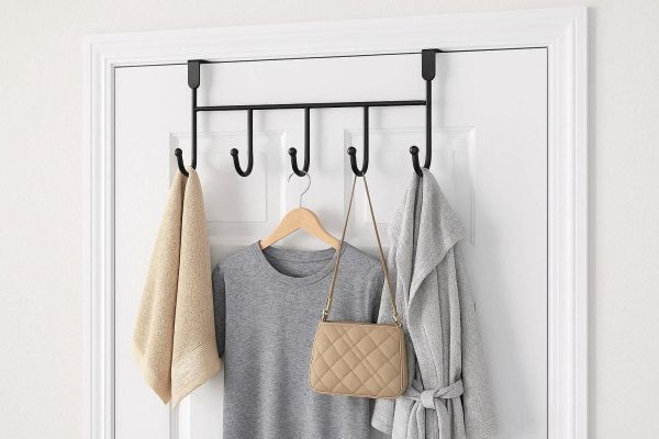 Over The Door Hooks Heavy Duty Metal Organizer Rack For Hanging Clothes Towels Coats Bags Robes Bedroom
