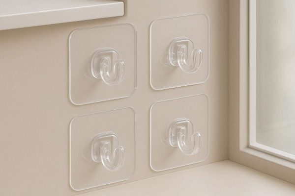 Utility Command Wall Hooks Clear Plastic Double Sided Adhesive Hangers For Kitchen Bathroom Office Window Glass