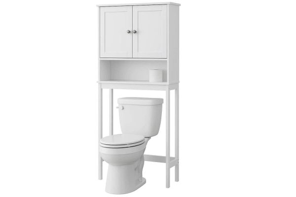 7 Over The Toilet Storage Cabinet Bathroom Organizer Shelf Space Saving Free Standing Wooden Utility Rack White