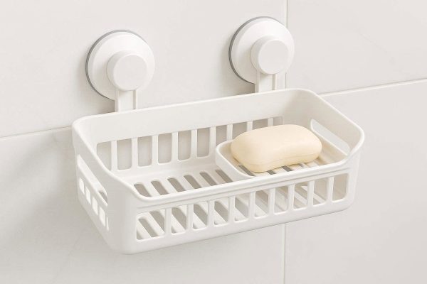 Suction Cup Shower Caddy Basket Removable Bathroom Shelf Storage Organizer Rack Soap Dish Holder No Damage